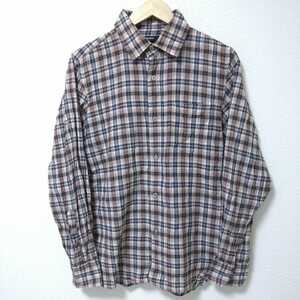 F2868L*CABANE de ZUCCaka band Zucca * size S long sleeve shirt brown group check pattern men's made in Japan casual American Casual cotton 100%