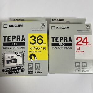 キングジム テプラPRO SJ36Y 36mm マグネット黄 BLACK INK バーコード4971660755844 テプラPRO 24mm SS24R 白 RED INK