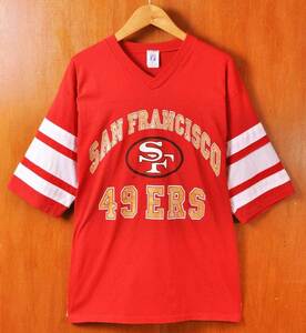ヴィンテージ 80年代 LOGO7 ロゴセブン NFL サンフランシスコ 49ers フットボールTシャツ レッド メンズL(19099