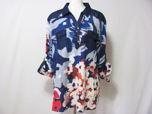 #anc デシグアル Desigual シャツ ブラウス XXL マルチ チュニック 総柄 デニム ボタン 大きいサイズ レディース [673813]_画像2