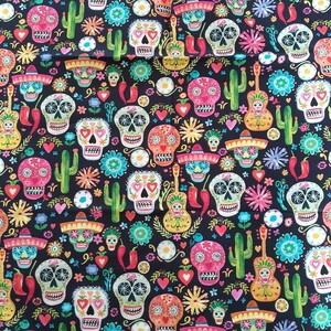 USA 輸入コットン Viva mexico《day of the dead》
