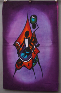 アフリカケニア手描きバィック絵画No.3飾り布ろうけつ染めワックスアート タペストリ、壁掛け,タペストリ,その他