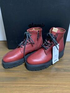  unused * [glamb] regular price 40,700 side Zip -stroke llama - boots S red gram lady's 