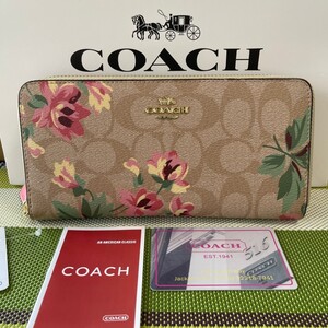 COACH コーチ F73345 長財布 シグネチャーフローラルプリントカーキ