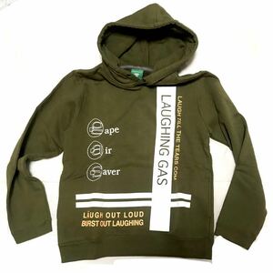 ●新品● HOODIE プルパーカー 裏起毛　綿100% レディース、ガールズ、ボーイズ、サイズM 前プリント　両サイドポケット