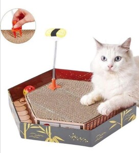 ストレス解消 爪とぎ ボール付き おもちゃ 高密度ダンボール 猫用品 かわいいねこ 小動物