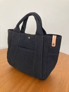 ハンドメイド、バイウォッシュ8号帆布トートバッグ(ブラック)バイウォッシュ加工8号帆布ハンドメイドトートバッグ