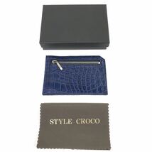 未使用品【STYLE CROCO】本物 クロコダイル 小銭入れ カードケース コインケース 名刺入れ ミニウォレット マルチ ワニ革 メンズ 送料520円_画像1