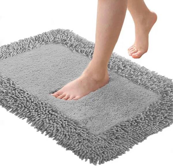 足ふきマット お風呂マット 玄関マット(40X60cmグレー)