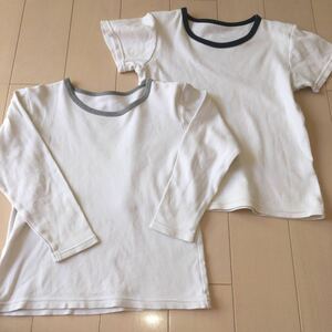 男の子 半袖&長袖 肌着２着まとめて中古品♪ サイズ120cm ヨーカ堂 綿100％ タグに記名あり やや厚手の生地です