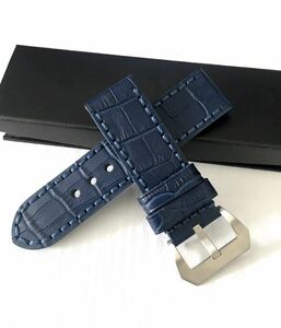 腕時計 メンズ用 レザー 牛革ベルト 26mm ネイビーブルー 紺 Made in USA 【対応】パネライ PANERAI