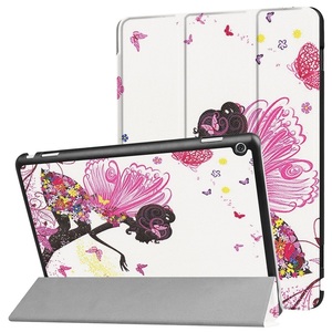 HUAWEI MediaPad M3 Lite 10 タブレット専用ケースマグネット開閉式 スタンド機能付き 三つ折 カバー 薄型 軽量型 蝶の少女