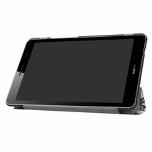 Huawei Mediapad T3 8.0 タブレット専用スタンド機能付きケース 三つ折 軽量型 薄型 高品質（2017モデル）PUレザーケース タワー_画像4