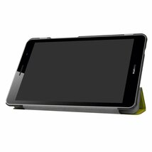 Huawei Mediapad T3 8.0 タブレット専用スタンド機能付きケース 三つ折 カバー 軽量型 薄型 （2017モデル）PUレザーケース グリーン_画像3