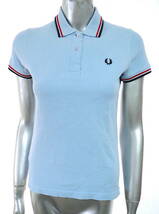 二点落札で送料無料！ F005 FRED PERRY フレッドペリー 半袖 ポロシャツ US 4 レディース トップス 水色 ライト ブルー コットン_画像1