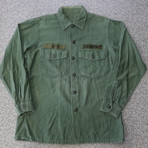 60s 米軍 U.S.ARMY ユーティリティシャツ オリーブ グリーン Cotton Sateen OG 107 ワッペン ミリタリー ジャケット ヴィンテージ_画像1