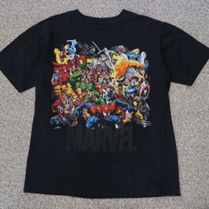 MARVEL マーベル キャラクター Tシャツ S ブラック アメコミ USA ヒーロー スパイダーマン アイアンマン ハルク キャプテンアメリ