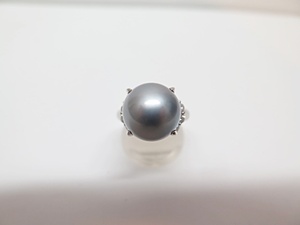 ★☆【プラチナ】Pt900 パール ダイヤモンド 0.40ct デザイン リング 指輪 #11 ot☆★