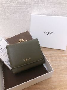Ungrid アングリッド スムースガマ口ウォレット 三つ折り財布 カーキ グリーン 緑