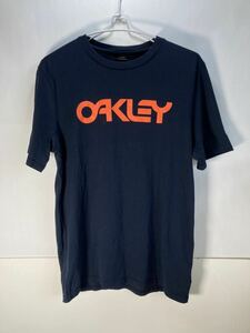 【旧ロゴ】オークリー ロゴTシャツ ネイビー×オレンジ M OAKLEY フロッグスキンB1B logo