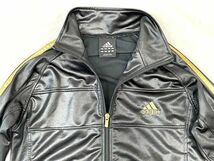 2008 日本製 アディダス adidas レザー調 コーティング ジャージ 773597 ブラック/ゴールド サイズS 女性にも良い大きさ [tal-0150]_画像3