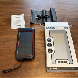 モバイルバッテリー 30000mAh LEDライト 大容量 モバイルバッテリーソーラー iPhone Android USB
