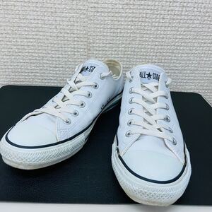 コンバース オールスター レザー 白X青 26.5cm 良品 中古