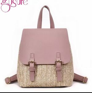 [ the lowest price ] new goods lady's basket bag rucksack backpack bag bag wheat .. straw material mama bag commuting going to school black white pink beige 