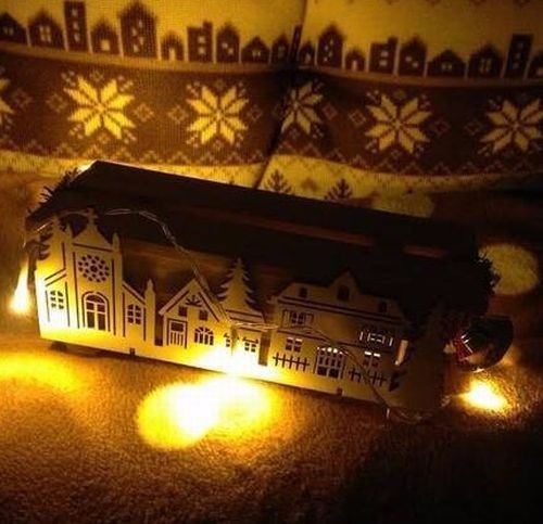 Handmade LED light streetscape♪ Wooden side mini table, Handmade items, interior, miscellaneous goods, ornament, object
