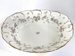 美品▼ NARUMI ナルミ HELIOS ヘリオス 大皿 ボウル 金縁花柄 楕円形 食器 盛り皿 管理2109 D-15