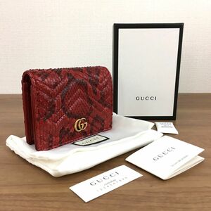 ☆送料無料☆ 未使用品 GUCCI コンパクトウォレット GGマーモント レッド 財布 箱付き グッチ 105