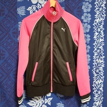 プーマ ジャケット 上着トップス ジップジャンパー サイズ L カラーブラック＆ピンク PUMA 素材ポリエステル100％ 新品 _画像1