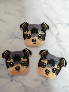 3枚入犬 ワンちゃん刺繍アイロンワッペン アップリケ 犬
