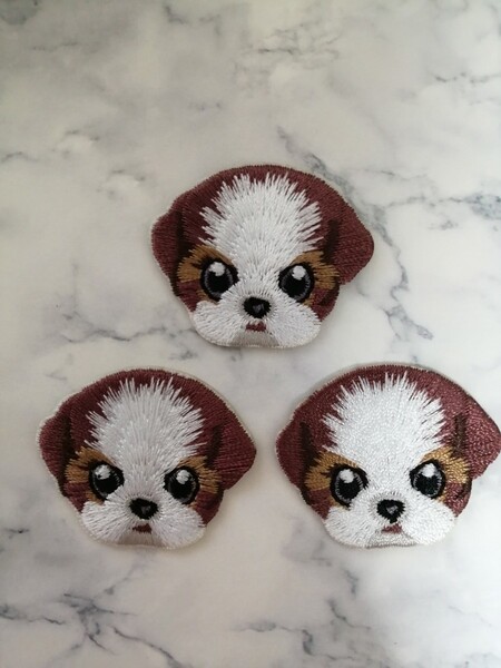 3枚入犬ワンちゃん刺繍アイロンワッペン