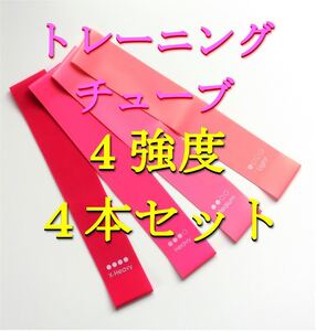 トレーニング エクササイズ チューブ 抵抗バンド 強度別 4本セット 天然ゴム