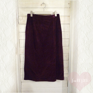 古着 スカート LLBean エルエルビーン USA製 アメリカ古着 コーデュロイ 紫 パープル ラップスカート 巻きスカート ロング丈 サイズ8 M 