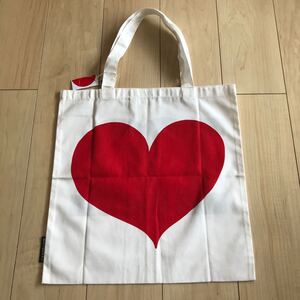 タグ付 未使用 marimekko トートバッグ ハート バレンタイン マリメッコ 新品 限定 希少 エコバッグ サブバッグ 北欧