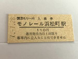 古い切符 東京モノレール 入場券 平成7年1月28日 硬券