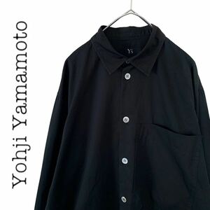 【送料無料】YOHJIYAMAMOTO ヨウジヤマモト　ビッグシルエット シャツ　y's 黒　ブラック　ワイズ　ロング丈　ロングシャツ メンズ