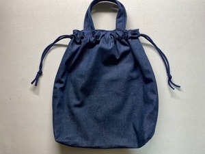 ハンドメイド 体操服入れ★紺デニム・無地★持ち手つき