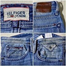 TOMMY HILFIGER トミーヒルフィガー ジーンズ デニムヘリンボーン USED加工 ダメージ加工 汚れ加工 MADE IN TUNISIA【31/32】_画像9