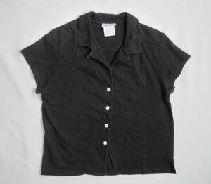 ＊agnes b.　アニエスベー 半袖綿ジャージーオープンカラーシャツ　２　黒　　