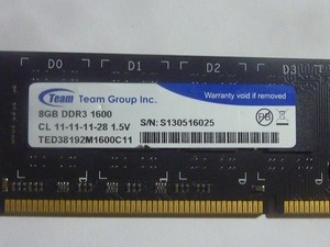 Team Group inc. 8GB DDR3 1600 CL 11-11-11-28 1.5V