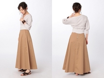 upper hights アッパーハイツ THE MAXI ストレッチチノツイル カットオフ バックジップ マキシスカート ロングスカート 23 ベージュ_画像10