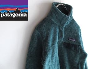 希少 Patagonia パタゴニア 2007AW シンチラスナップTデザイン ロゴ 軽量 ハイネック 比翼 プルオーバー フリースジャケット XS グリーン