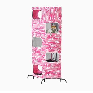 新品未開封★ネコネル キャットタワー迷彩柄ピンク NN-012