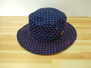  sending 185 jpy * beautiful goods [W/G-] safari hat 56cm[UPF50+] navy dot navy blue color ton gallon Japan genuine rice field hat man girl 