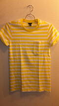 ★H&M★Ladies Striped Tops size XS エイチアンドエムレディーストップス　ストライプ　サイズXS USED IN JAPAN しましま　Tシャツ黄Ｘ白_画像1