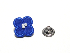 【ラペルピン★ピンズ】花　フラワー　フェルト　ビーズ　青色　ブルー　pin-0481
