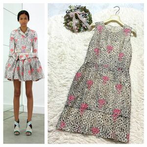  genuine article beautiful goods Balenciaga flower design no sleeve One-piece dress 40 pink beige BALENCIAGA collection line floral print 